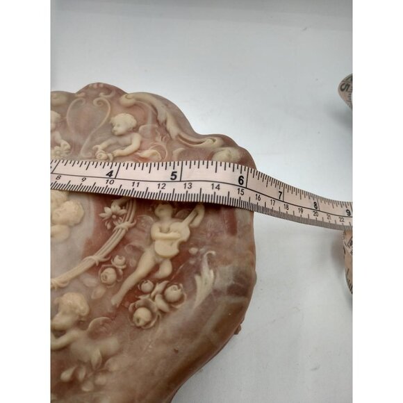 Vintage Genuine Incolay Stone Jewelry Box With Hinged Lid & Angel Motif Design - Picture 6 of 8